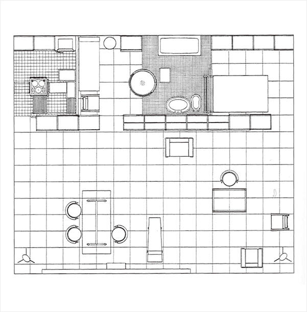 図10：「Equipement intérieur d'une habitation」（“Le Corbusier: Furniture and Interiors 1905-1965”, Scheidegger Und Spiess Ag Verlag, 2012）