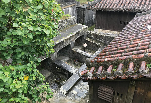 写真1：重要文化財の中村家住宅の「ふーる」（豚便所）。沖縄県中頭郡北中城村に現存