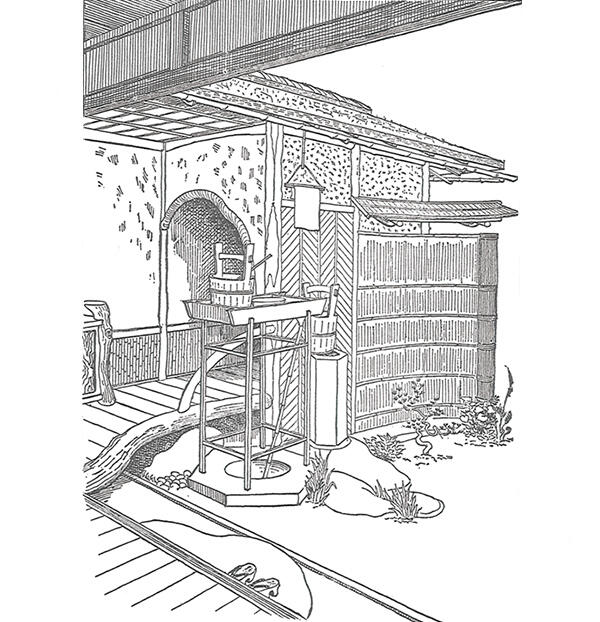図10-1：数寄を凝らした旅館の便所（『日本のすまい・内と外』、エドワード・シルヴェスター・モース、鹿島出版会、1982年）