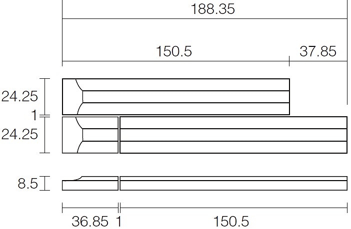 ECP-2515N1 タイル形状図（詳細）
