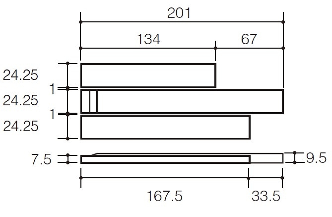ECP-2520NB タイル形状図（詳細）